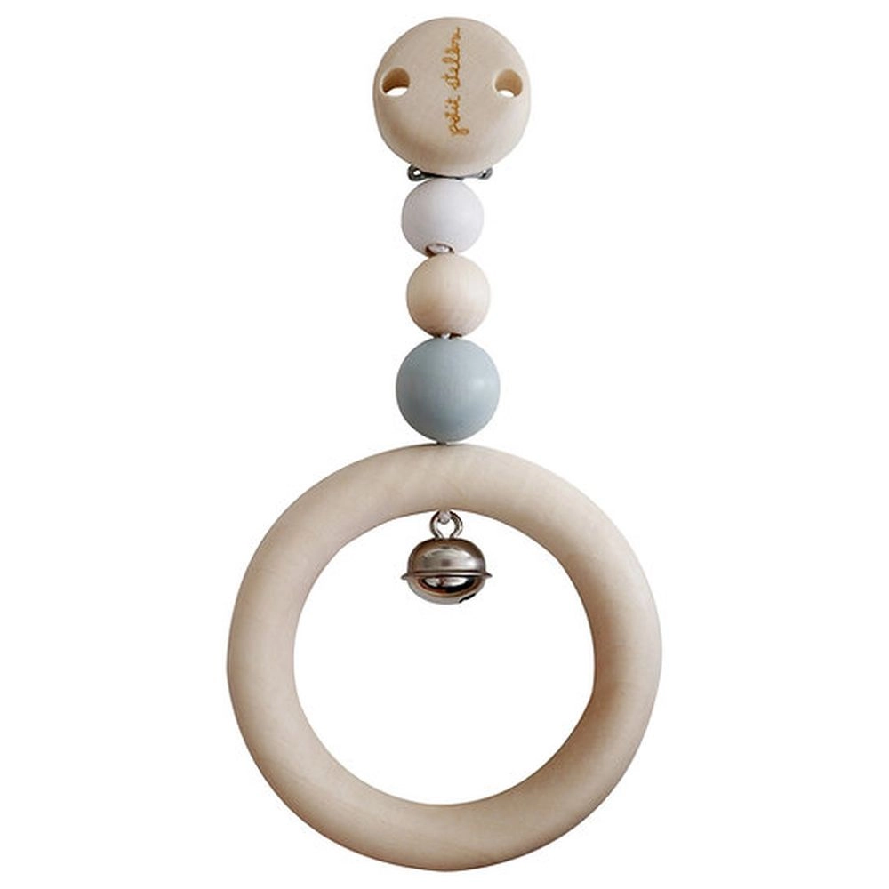 Petit Stellou Eco Wood Baby Rattle Clip - Suitable for 3 months & above Sustainable German Wood Elephant