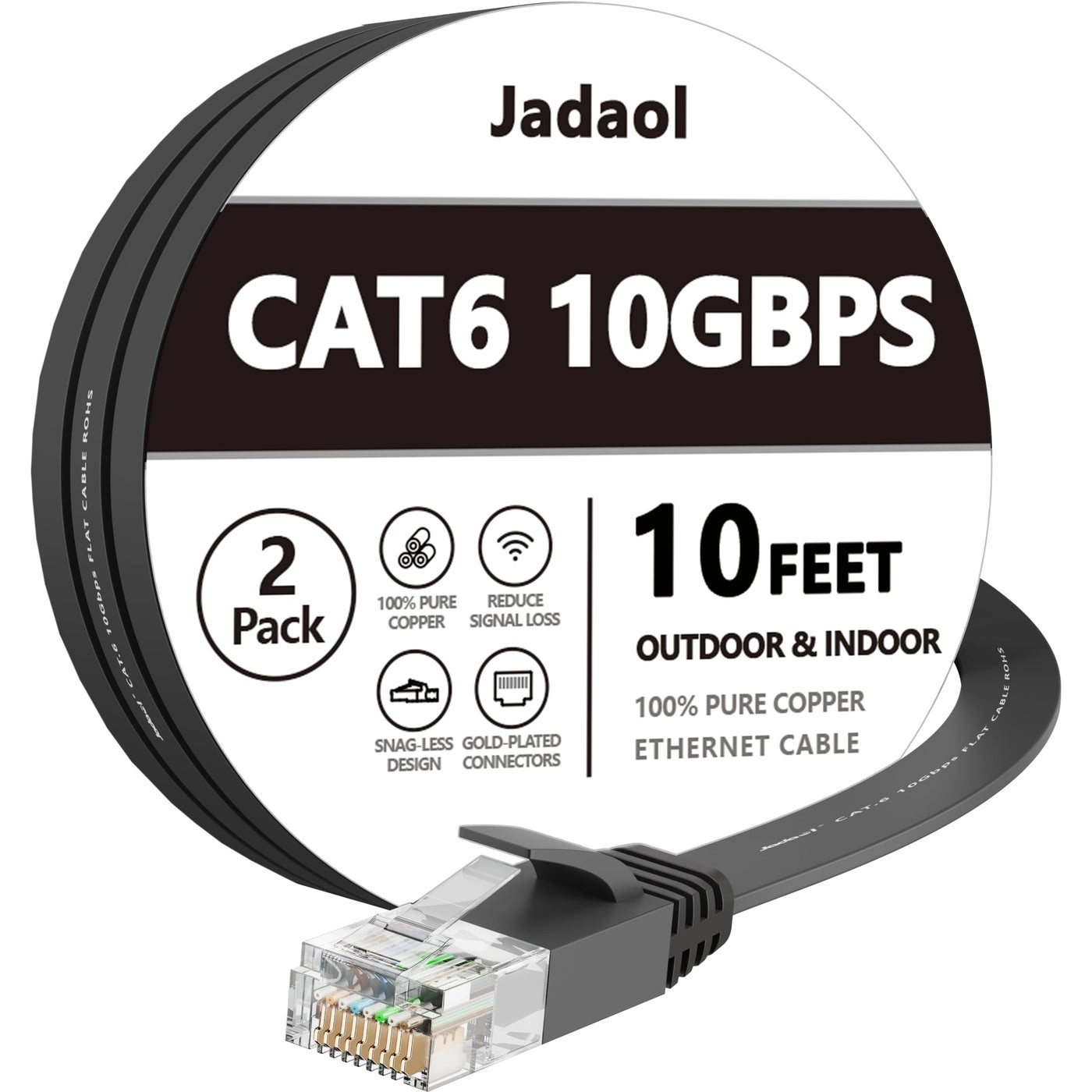 Jadaol Cat 6 Ethernet Cable - 10ft Pack