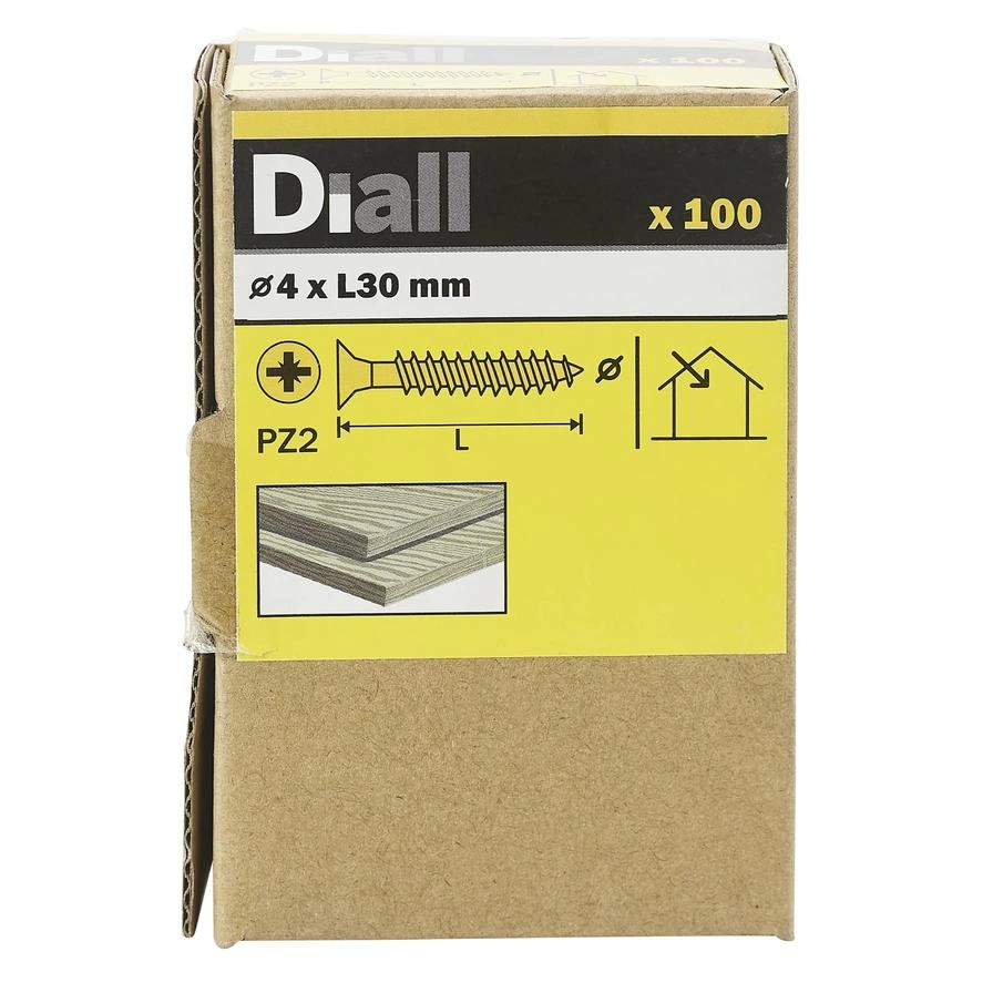 Diall Zinc-Plated Carbon Steel Wood Screw 4mm 30mm