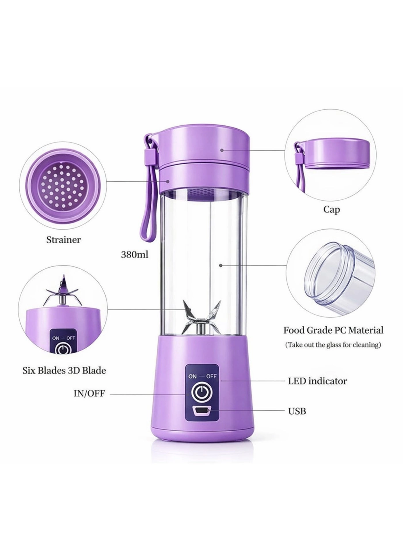 Rechargeable Fruit Juicer - 200 Milliliters