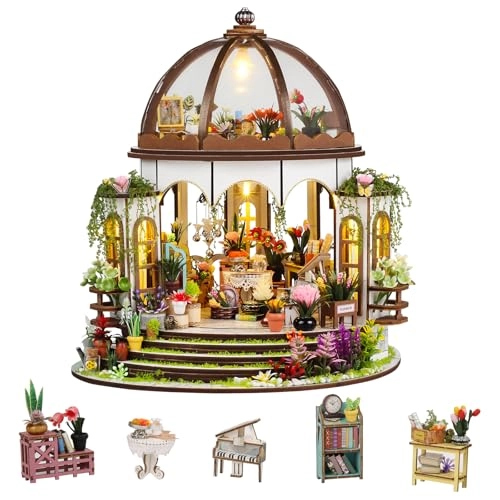 Miniature House Kit - Tiny Hanging Garden LED 3D Wooden