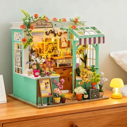 Miniature Wooden Dollhouse Building Kit - 3D Mini Coffee House