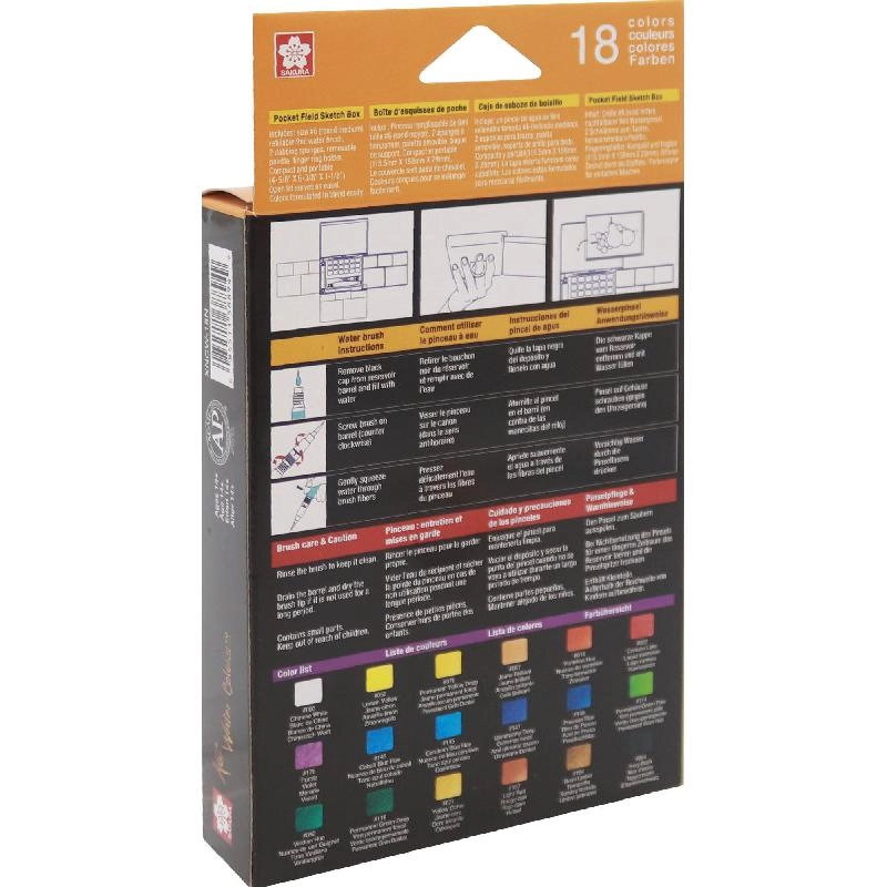 Pocket Field Sketch Box - 24 Colors + Brush;Palette
