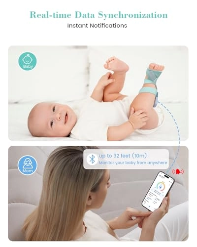 Baby Sock Monitor - Real-Time Heart Rate Movement Bluetooth