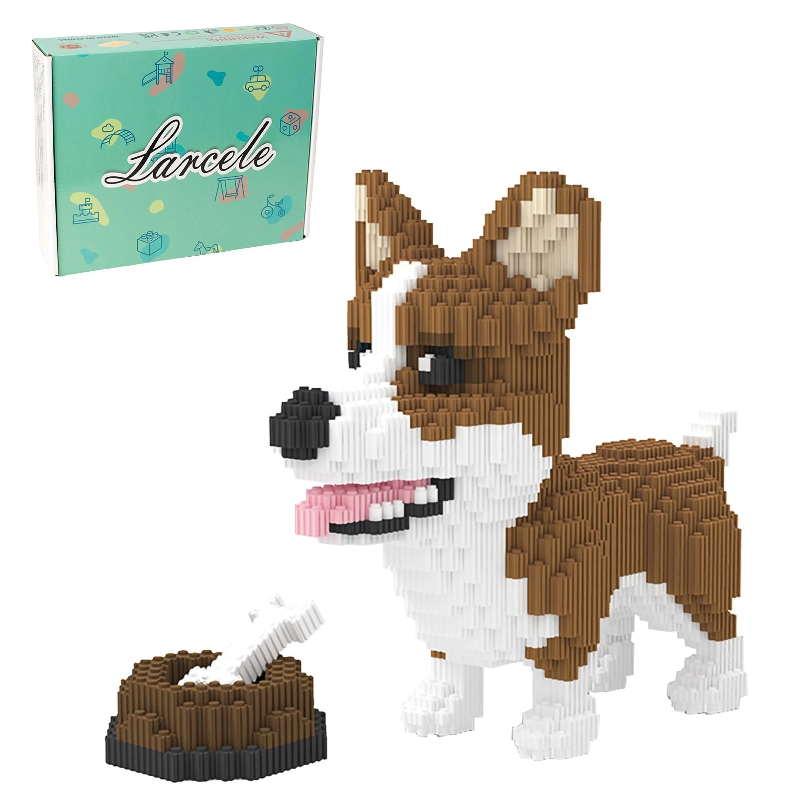 Larcele Dog Micro Building Blocks - Corgi Dog and Food 4819 pcs