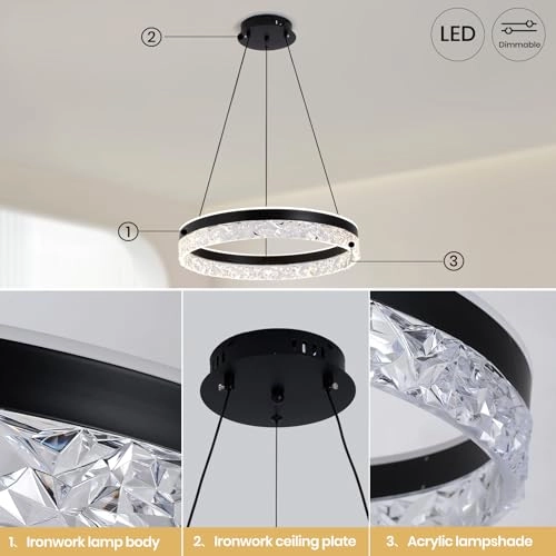 Round LED Chandelier - 3000K–6000K Dimmable