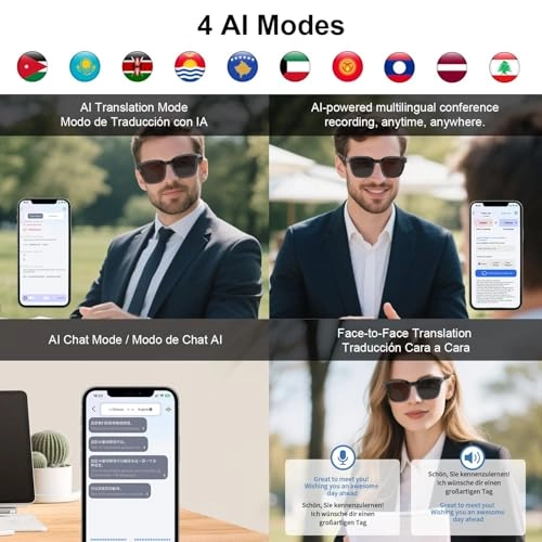 AI Smart Glasses - 140-Language Translation Bluetooth