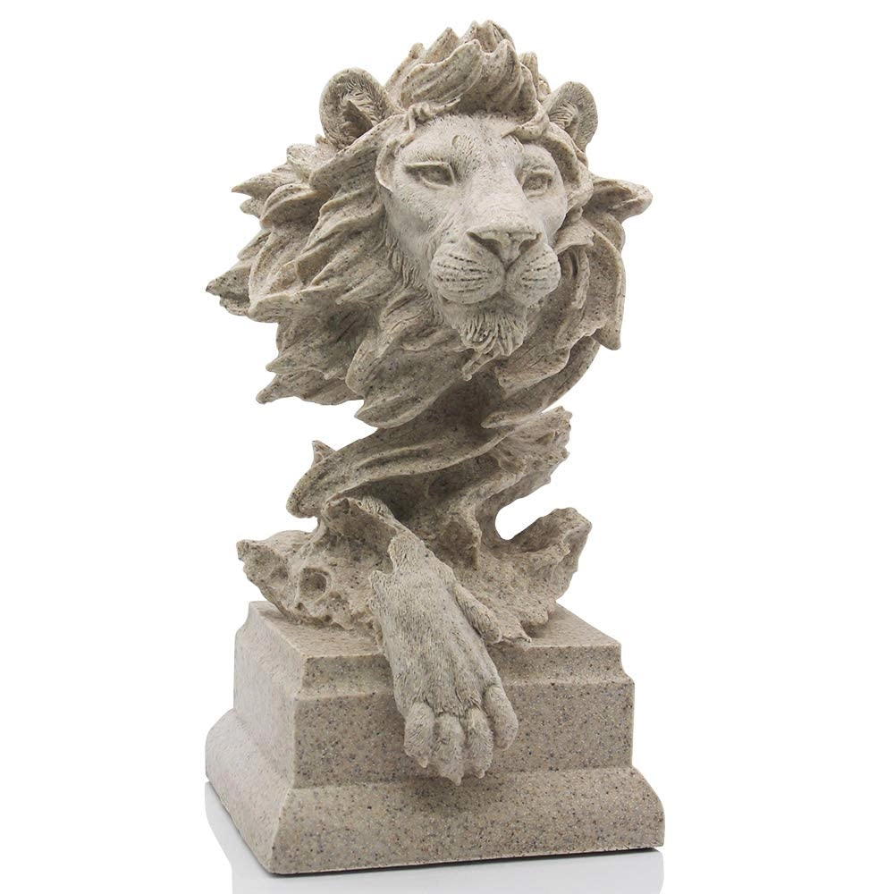 Hw Sandstone Lion - sandstone and resin