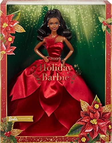 Barbie Signature 2022 Holiday - Dark Brown Wavy Hair Doll Stand Ages 6+
