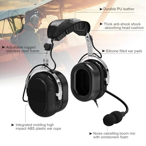 Passive Noise Cancelling Pilot Headphones Wired Headphone