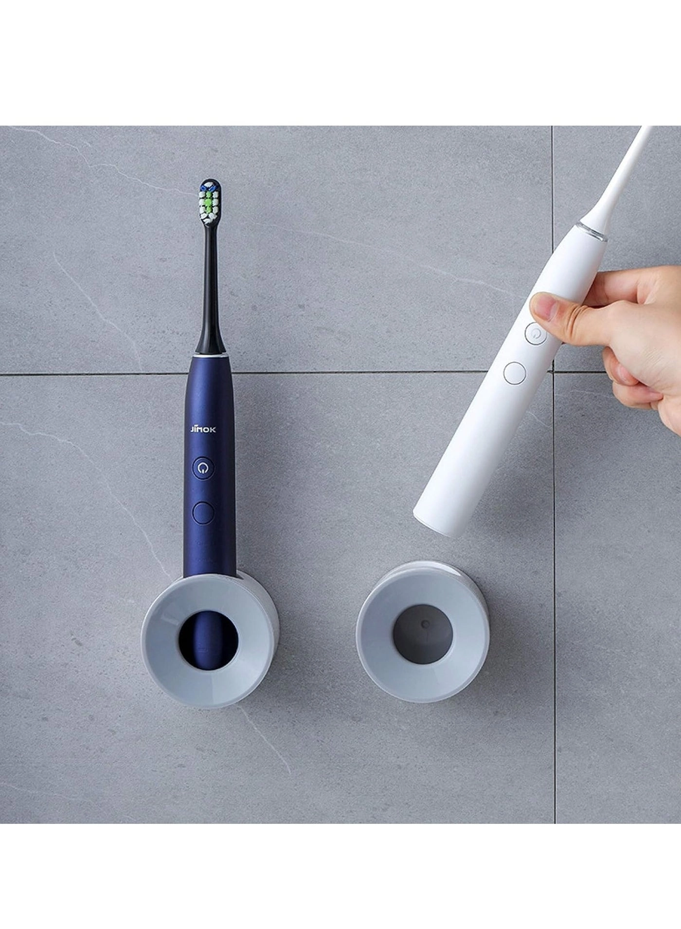 Oasisgalore Electric Toothbrush Holder - Wall Mounted 2 Grey