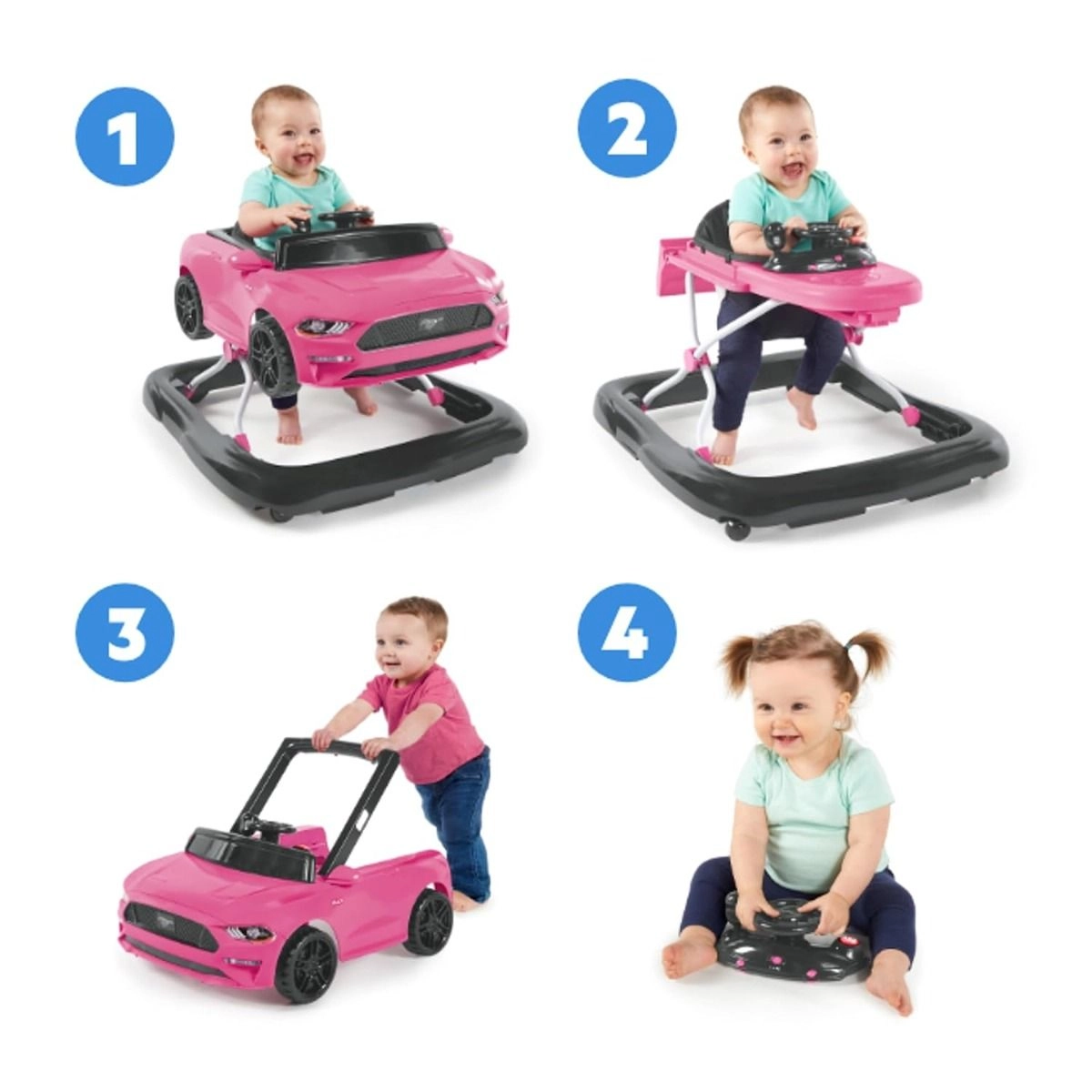 Bright Starts Ford Mustang 4-in-1 - Baby Activity Walker Pink