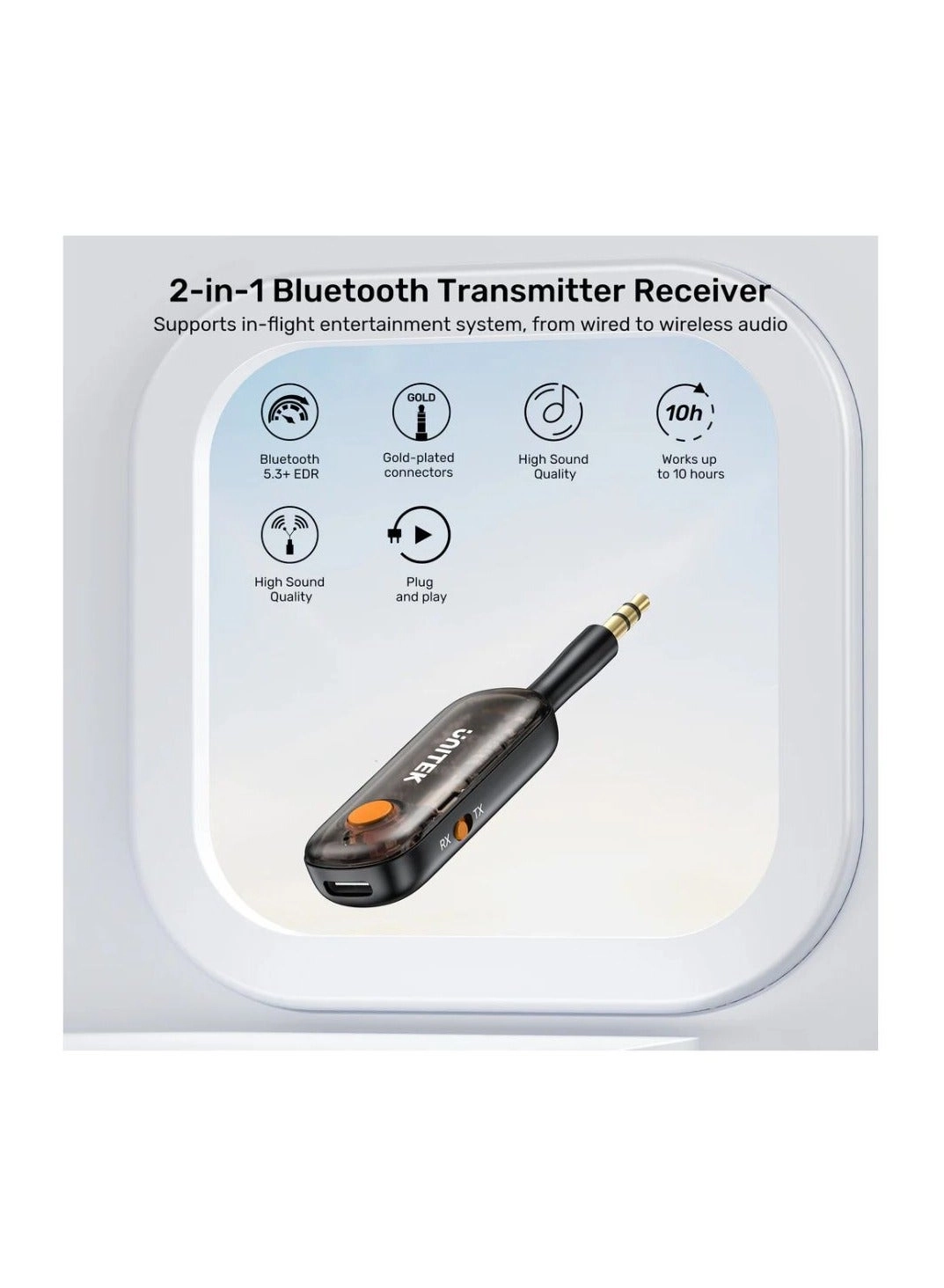 Bluetooth Transmitter Receiver - Bluetooth 5.0 Rechargeable battery