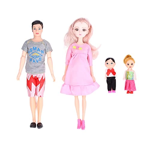 Father Doll + Pregnant Mother Doll + Son Doll + Daughter Doll - Skirt Color Random + Baby Doll Ages 7+