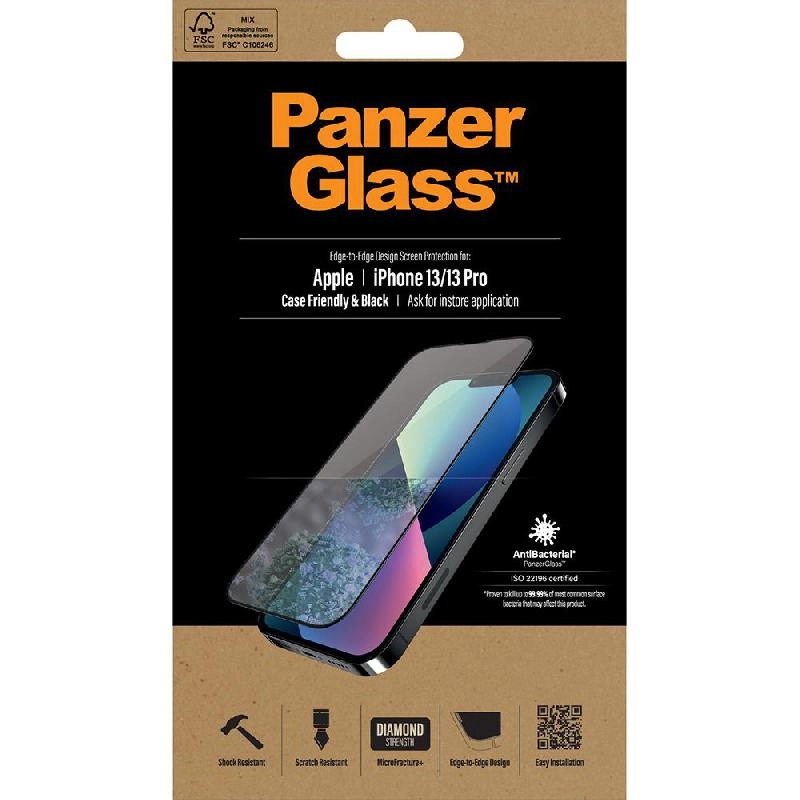 Privacy Anti-Bacterial Tempered Glass Screen Protector for iPhone 13/iPhone 13 Pro