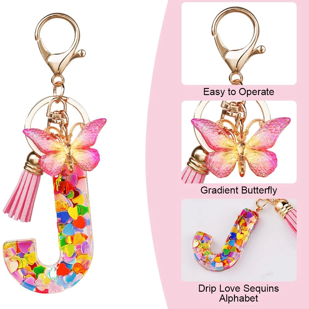 Initial Letter Keychain - Butterfly