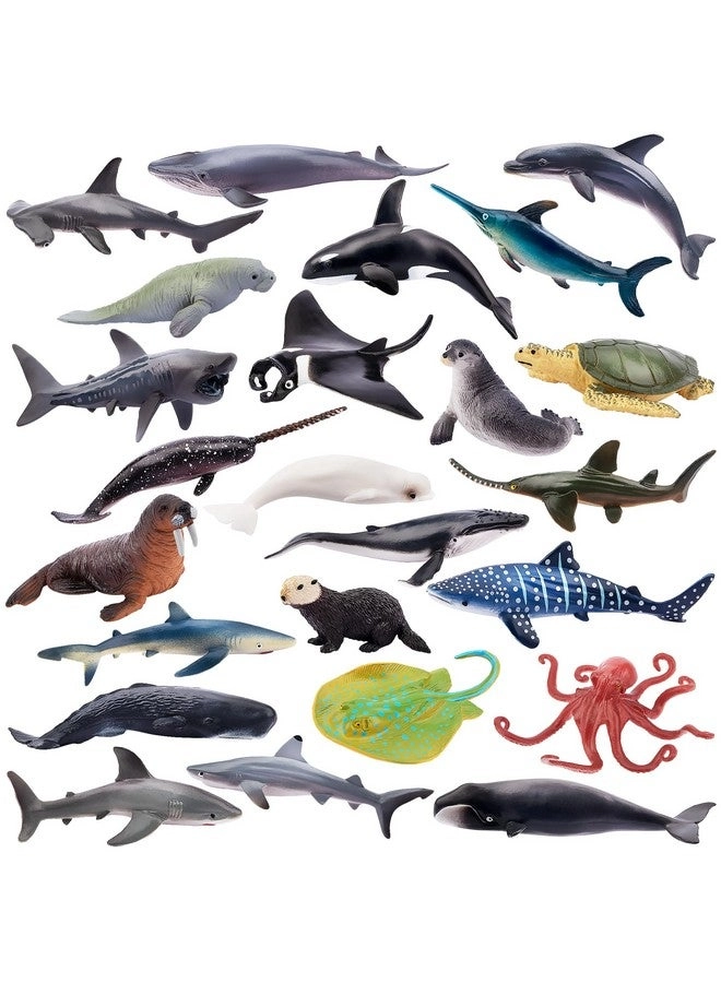 TOYMANY Mini Ocean Animal Figurines 24 pcs