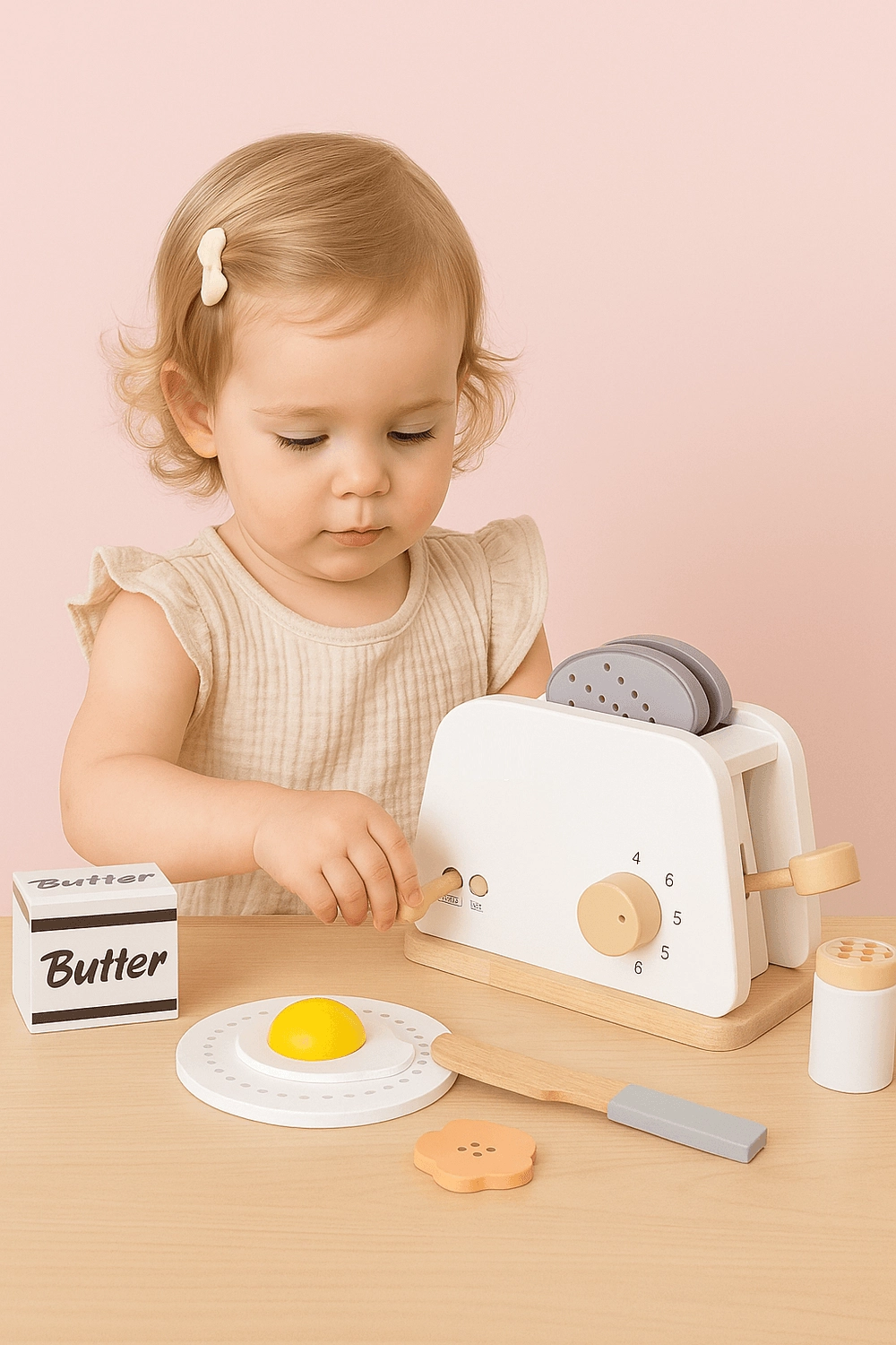 Kids Wooden Toaster Set - 5 pcs (5551007-TC8154)