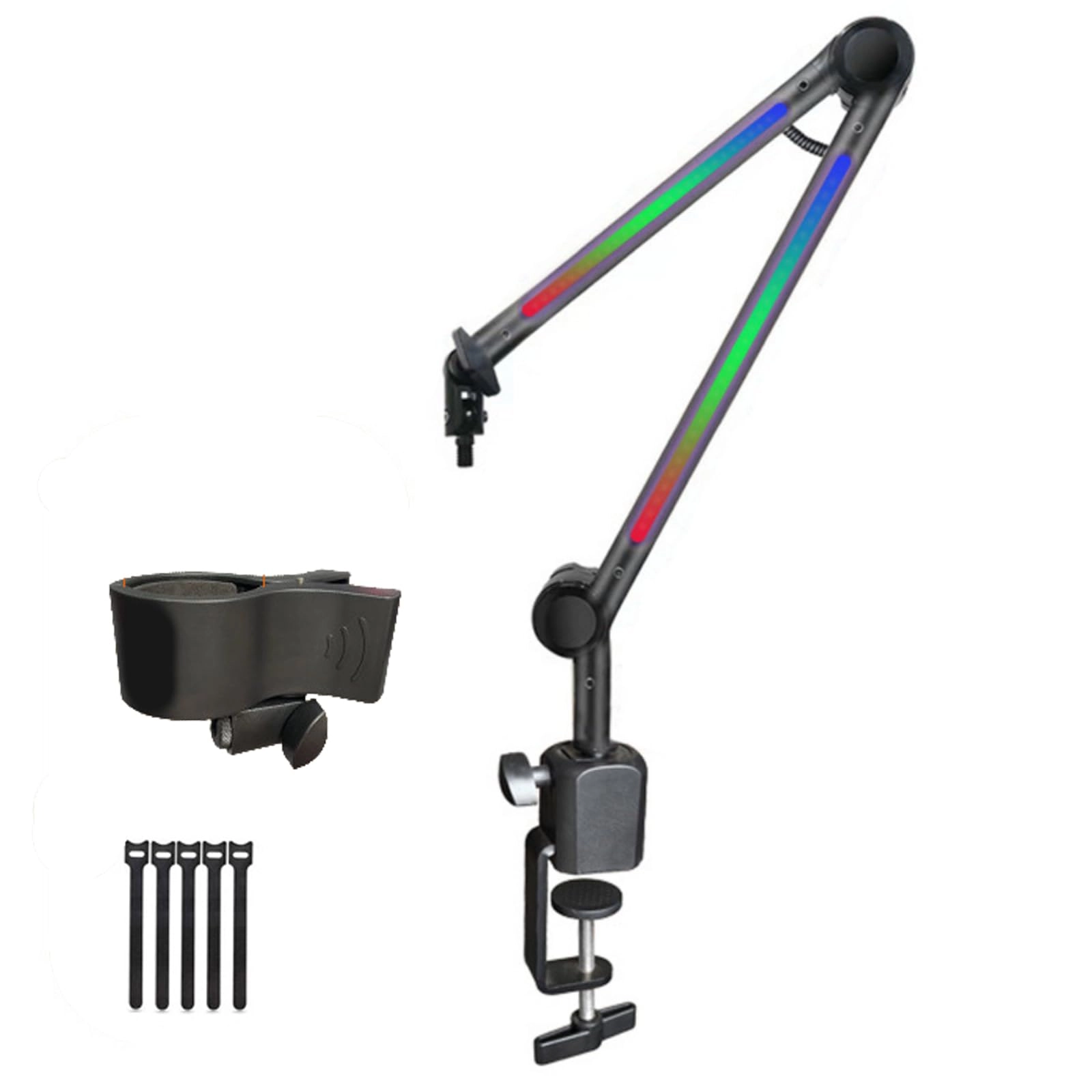 LED Microphone Arm Stand - Adjustable Boom 180Rotatable LED Lighting