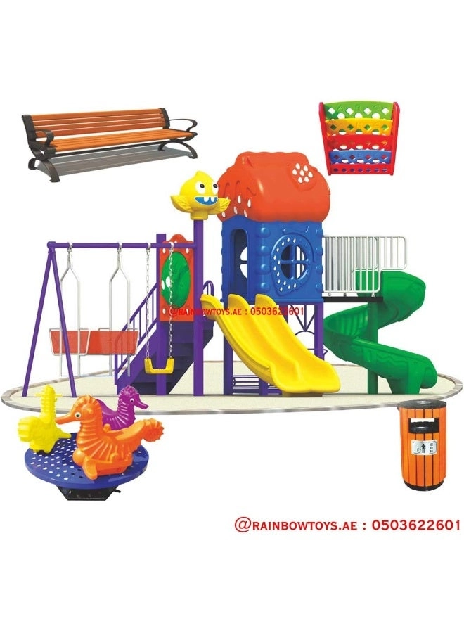 Multi Purpose Kids Outdoor Playing Equipments - 770x320x280cm 2+ Years