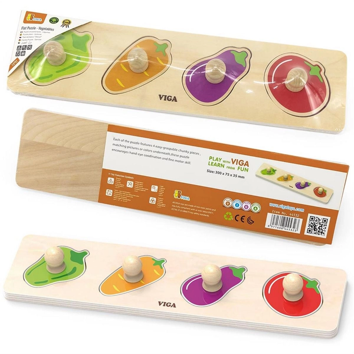 VIGA Flat Puzzle Vegetables - 3 +