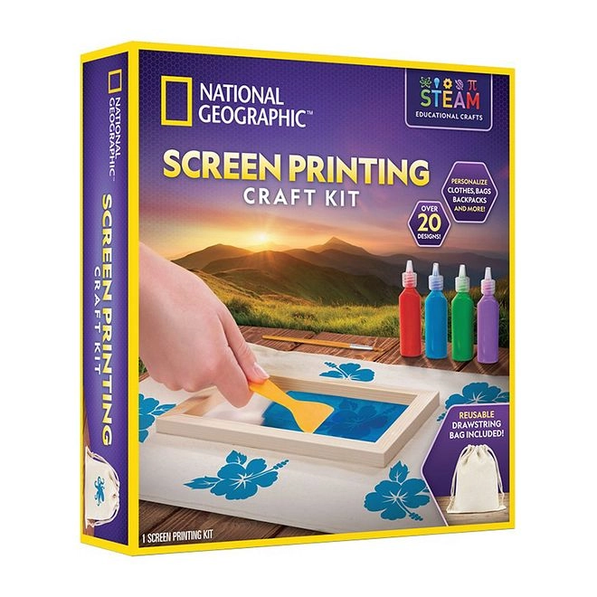 Screen Printing Craft Kit - Interactive 8 Years with Stencils, Paints & Bag