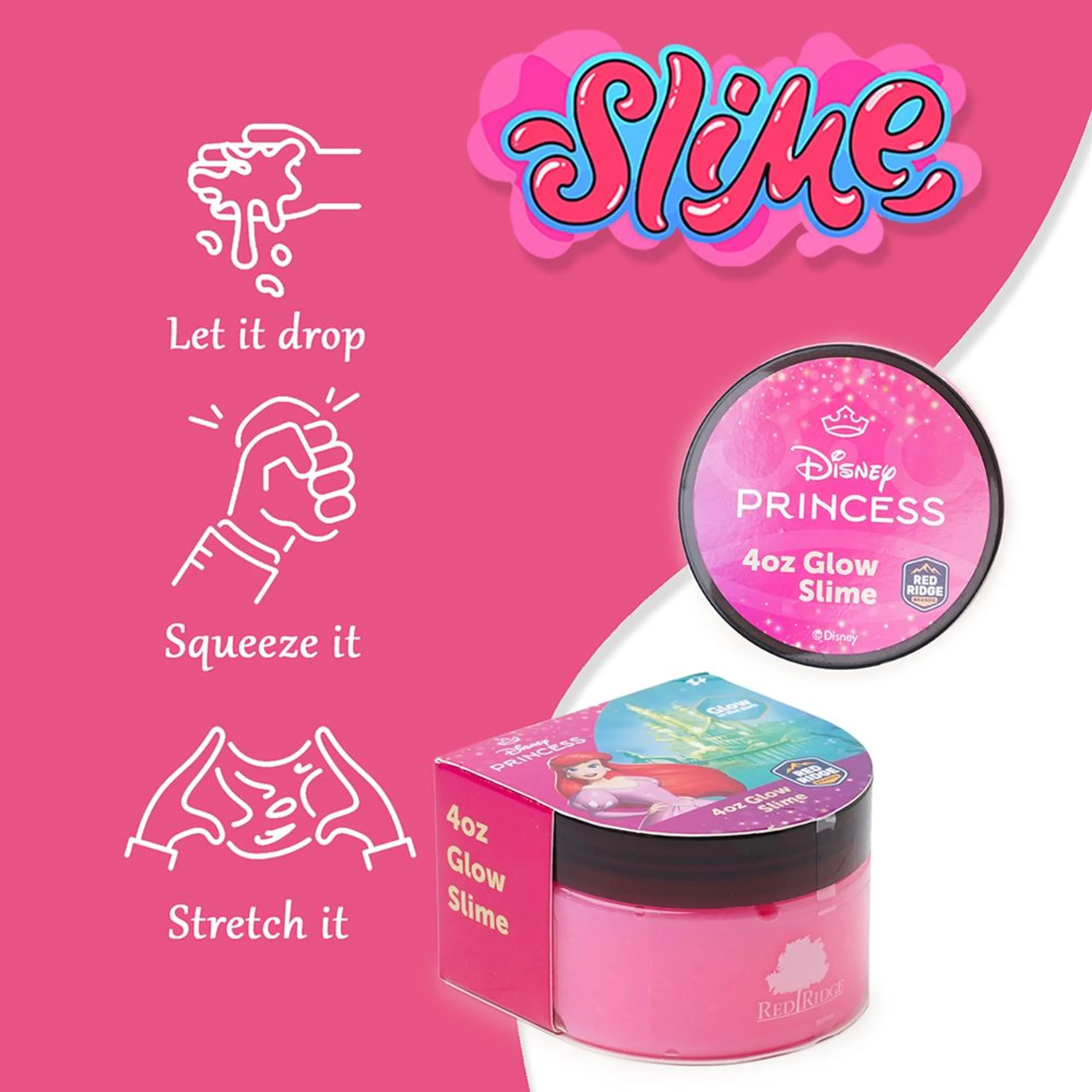 Disney Princess Glow Slime - Pink 118 ml
