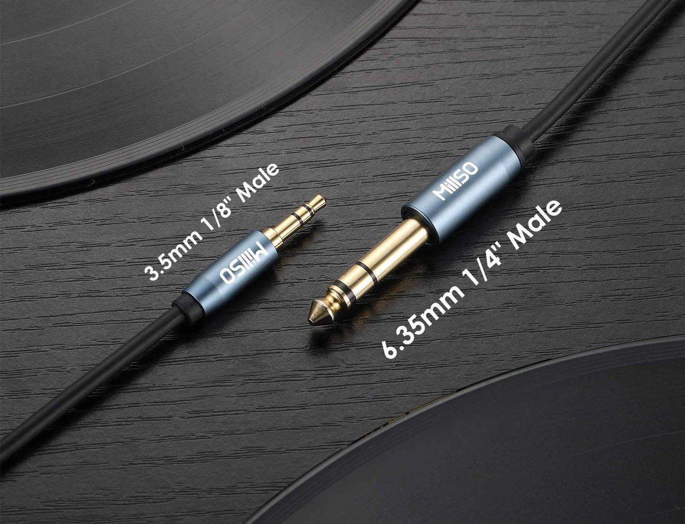 6.35mm Male 1/4 to 3.5mm Male 1/8 TRS Stereo Audio Cable - 8 ft