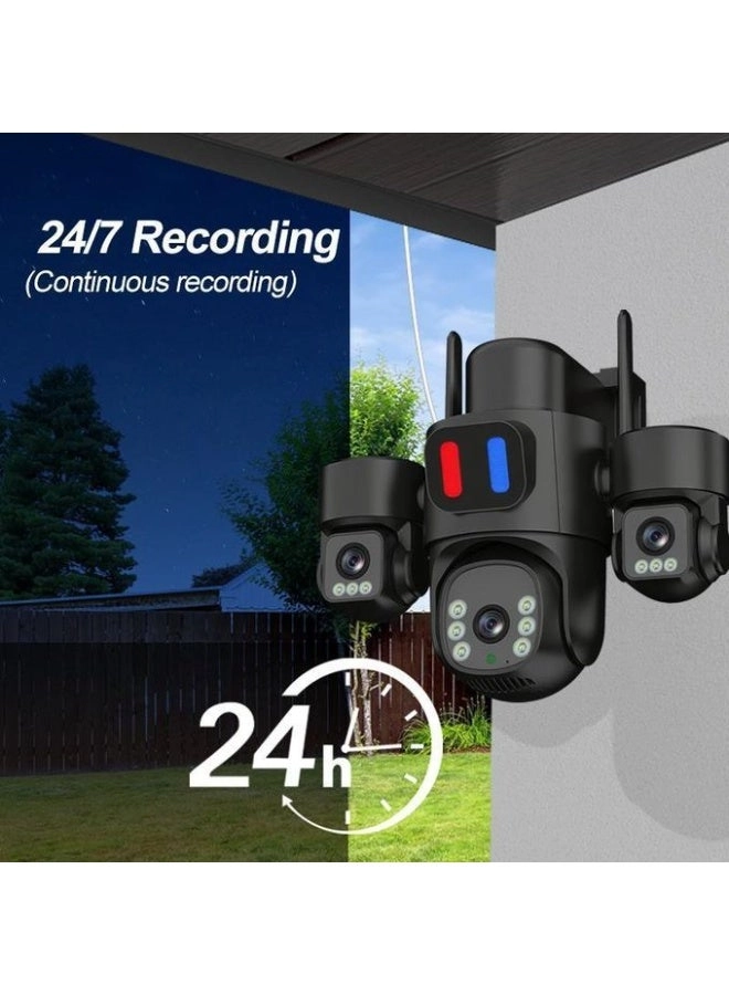 Solar Powered Multi-lens Warning Camera - 12MP 5G Wi-Fi 10X Zoom