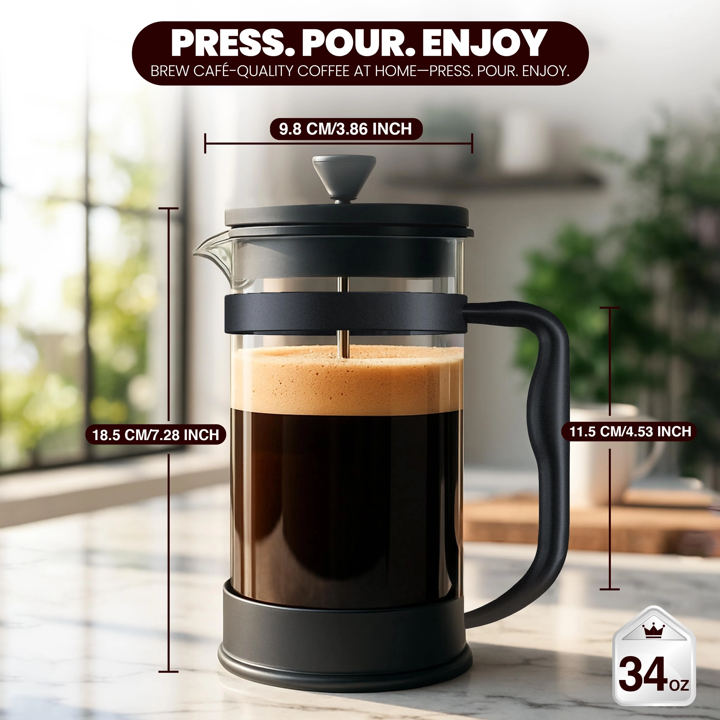 French Press - 34 Oz Borosilicate Glass