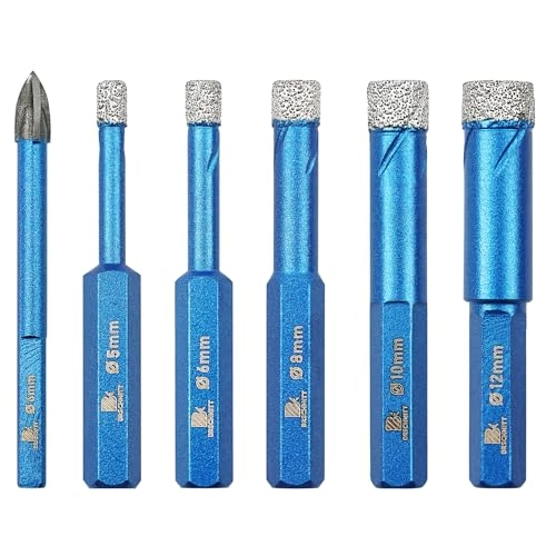 BRSCHNITT Diamond Drill Bit - 1/5 1/4 5/16 3/8 1/2 inch 6pcs/pack
