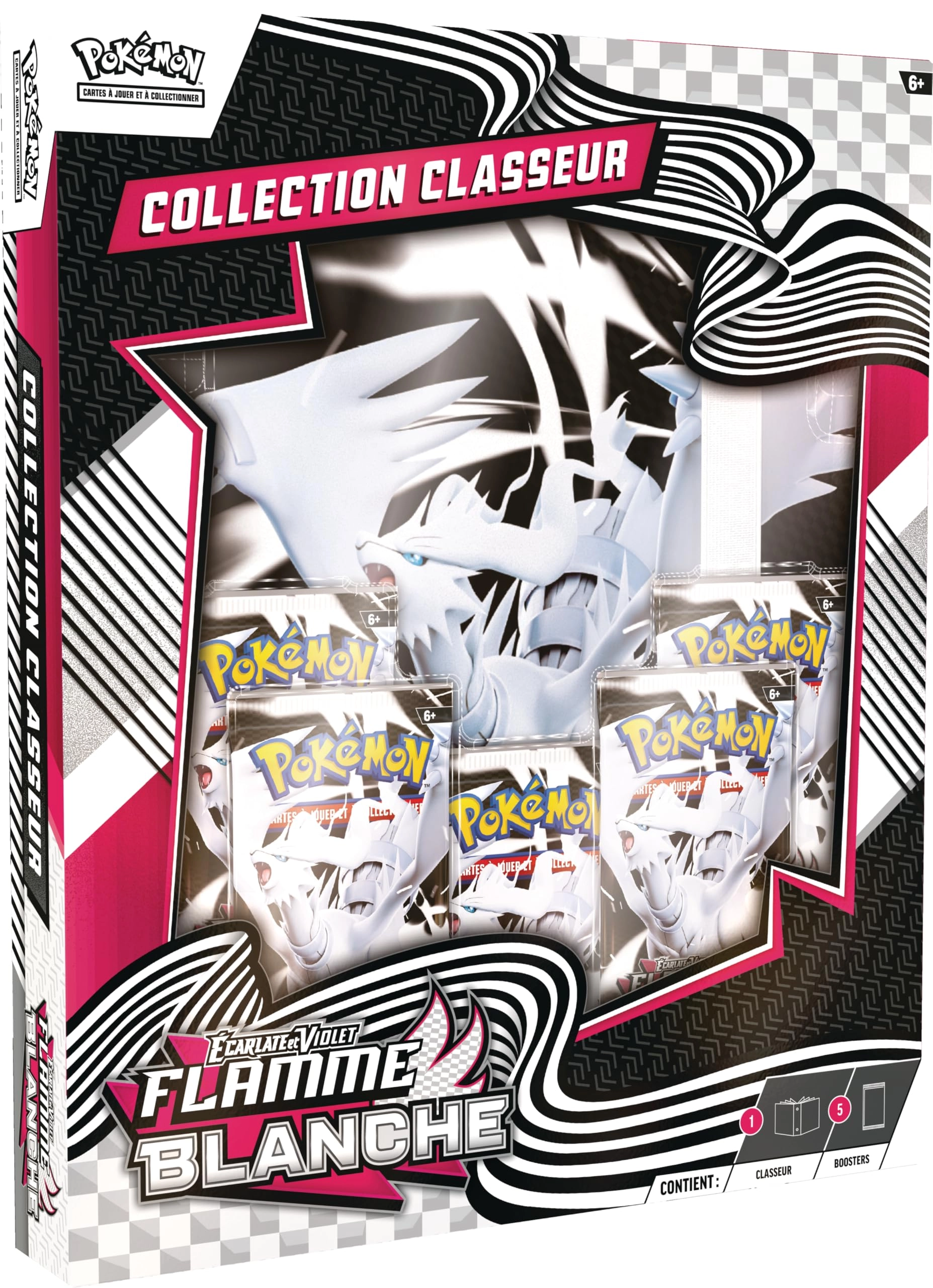 Pokmon 9 Pocket Binder - Reshiram + Scarlet & Violet Booster Pack - White Flame 5pcs