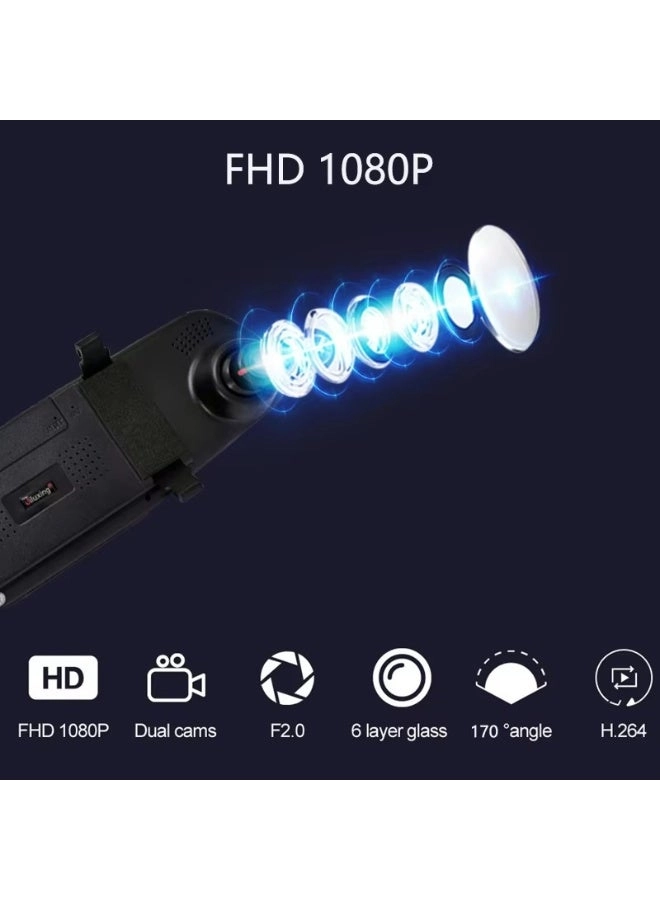 4.3" Rearview Mirror Dash Cam 1080P