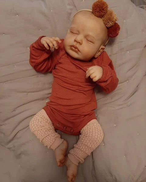 Loulou Reborn Baby Doll - 19 Inch Leather Hand Drawn Hair