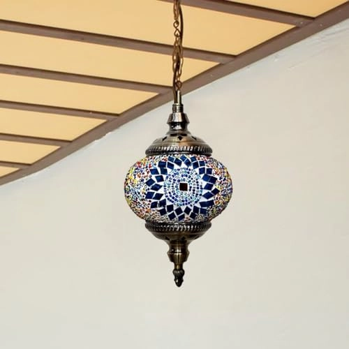Moroccan Turkish Mosaic Pendant Ceiling Lamp - E27 13cm 80cm