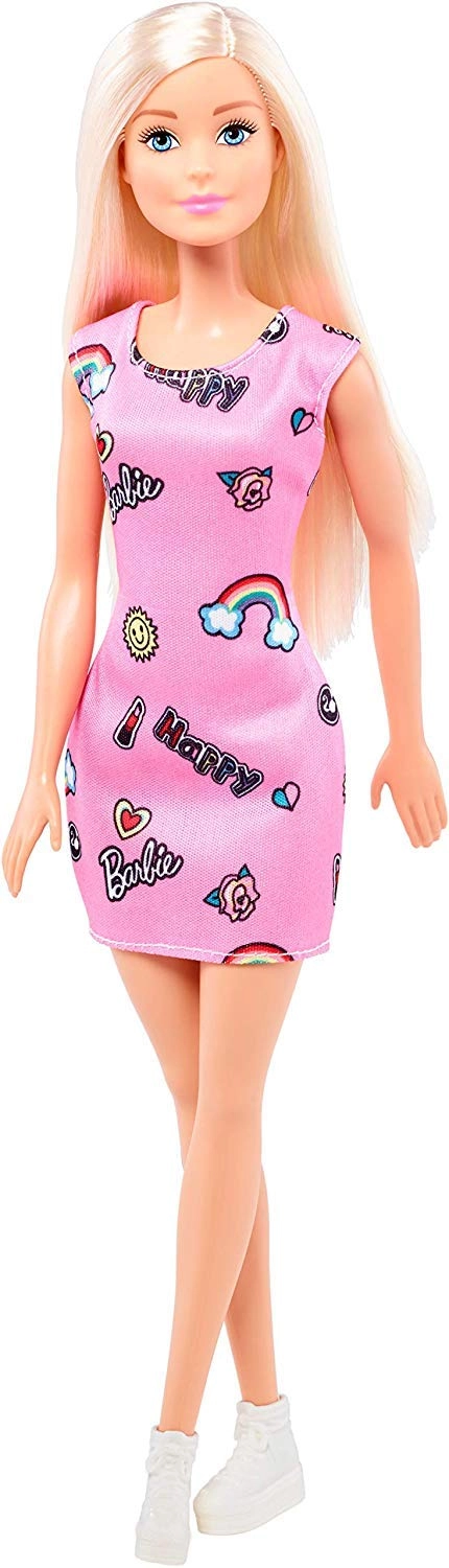 Barbie Pink-Tastic Doll - Floral Art On Black Dress Multi Color