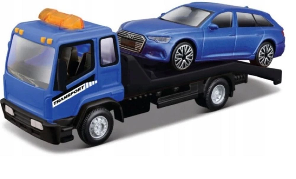 BBURAGO Street Fire Flatbed Tow Truck 1:43 + Car Asst.