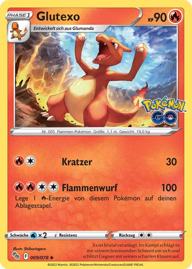 Glumanda & Glutexo & Glurak Rare Holo Set Sword & Shield GO 8-10/78