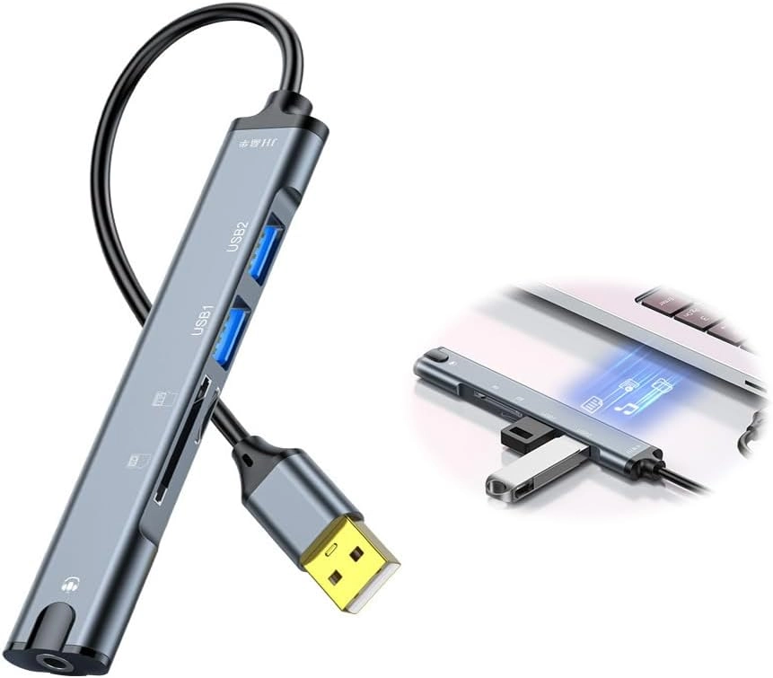 5-in-1 USB Docking Station - USB 2.0 3.5mm TF/SD