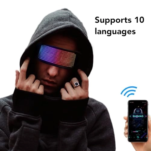 LED Light Up Glasses - Bluetooth Programmable 432 RGB Pixels APP Controlled