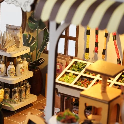 DIY Dollhouse Miniature Kit - Dust Proof Cover Gray Wood