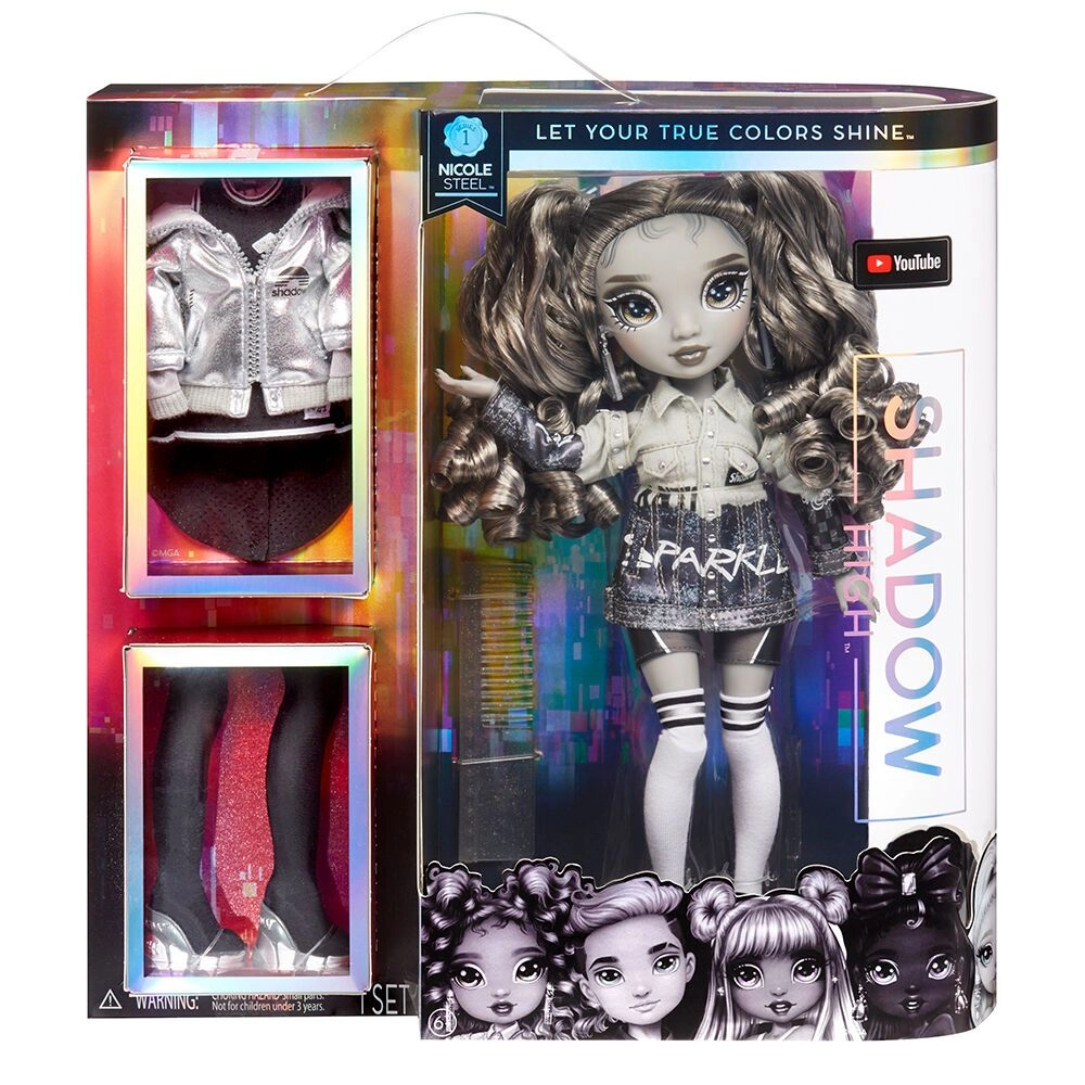 Rainbow High Nicole Steel Fashion Doll - 11 inch Grayscale 2 Titanium Designer Outfits Ages 6+