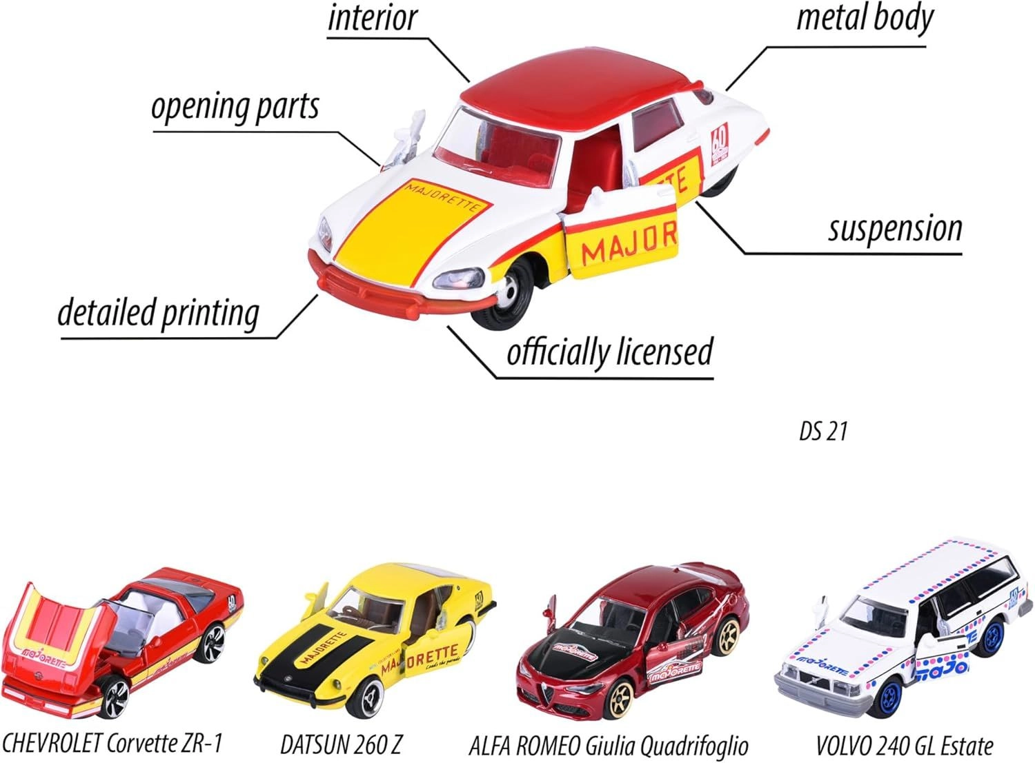 DS 21 + Datsun 260 Z + Volvo 240 GL + Corvette 1990 ZR-1 + Giulia - 5pcs