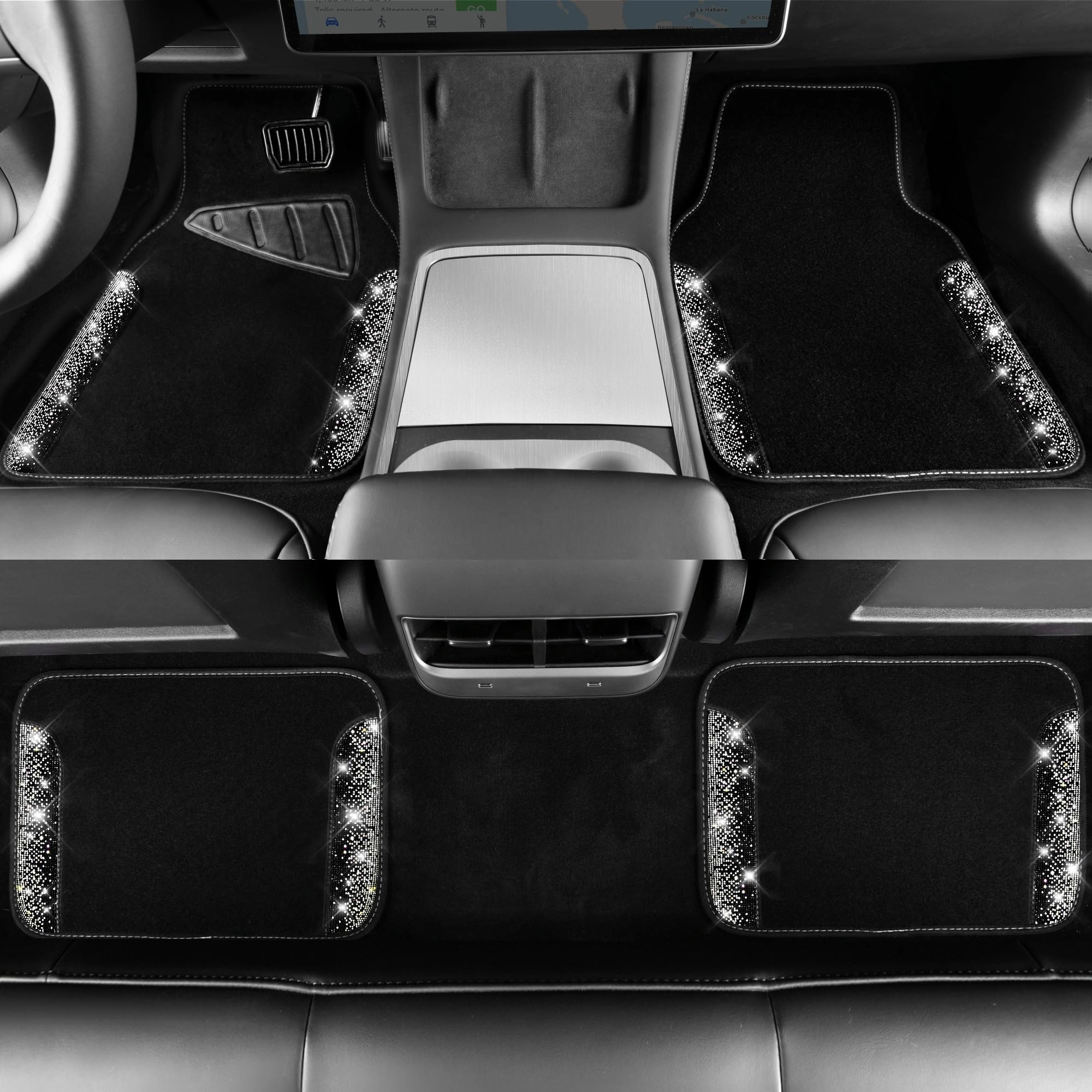 Bling Diamond Car Mats - 4.0 Count Universal Fit