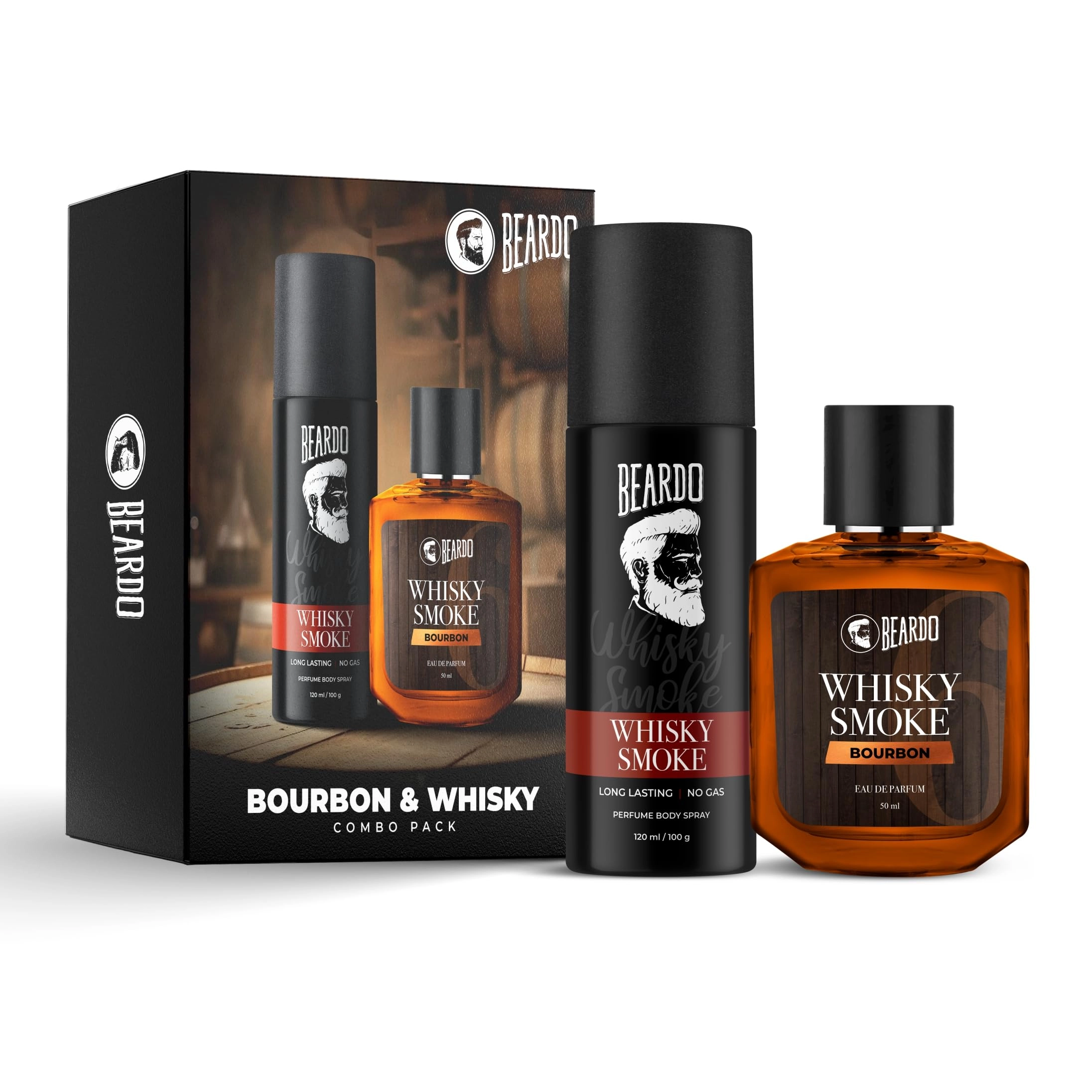 Aroma De France Whisky Smoke Deodorant - 120ml + Bourbon Perfume - 50ml EDP