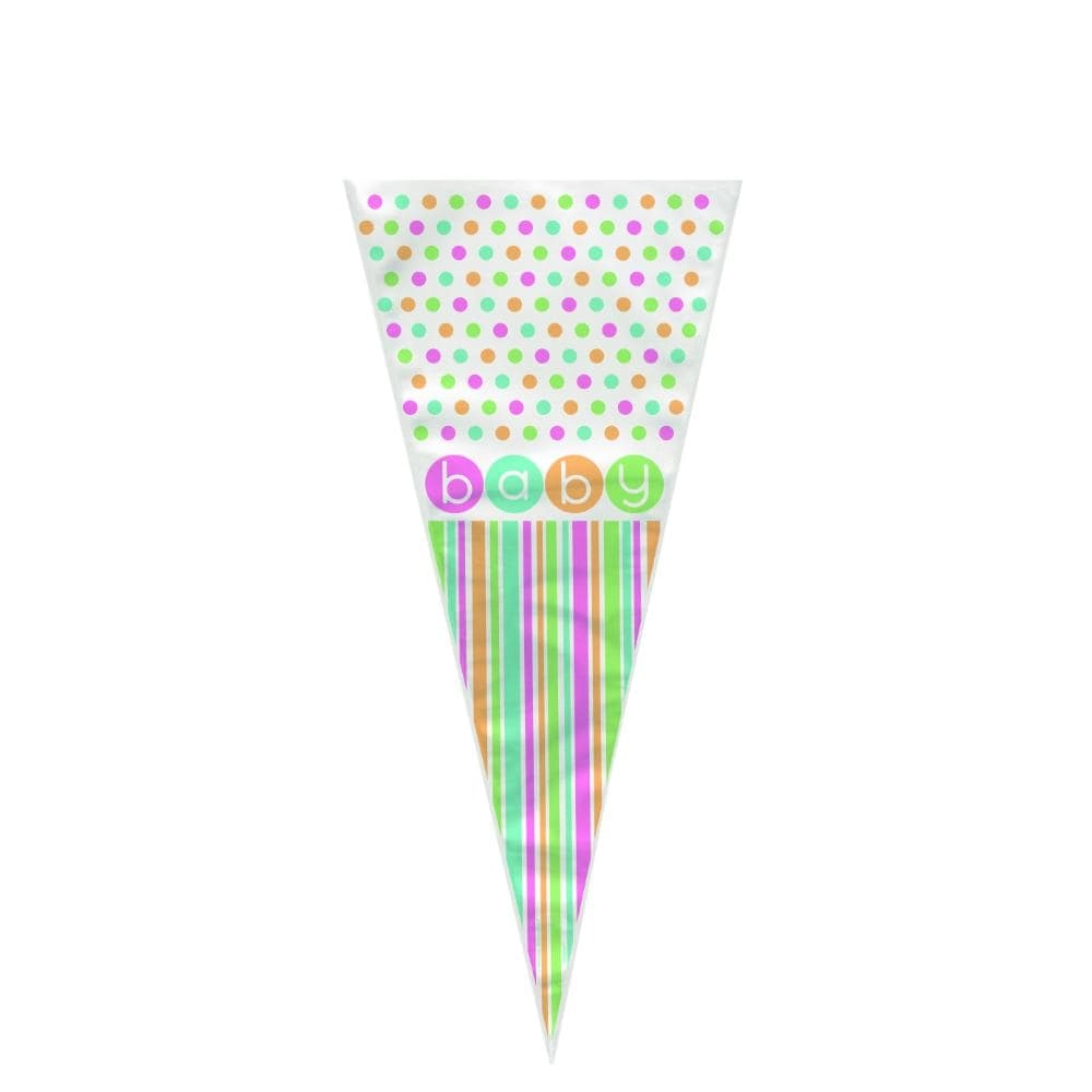 Party Zone Pastel Baby Shower Cone Cello Bags - 20 Baby Shower