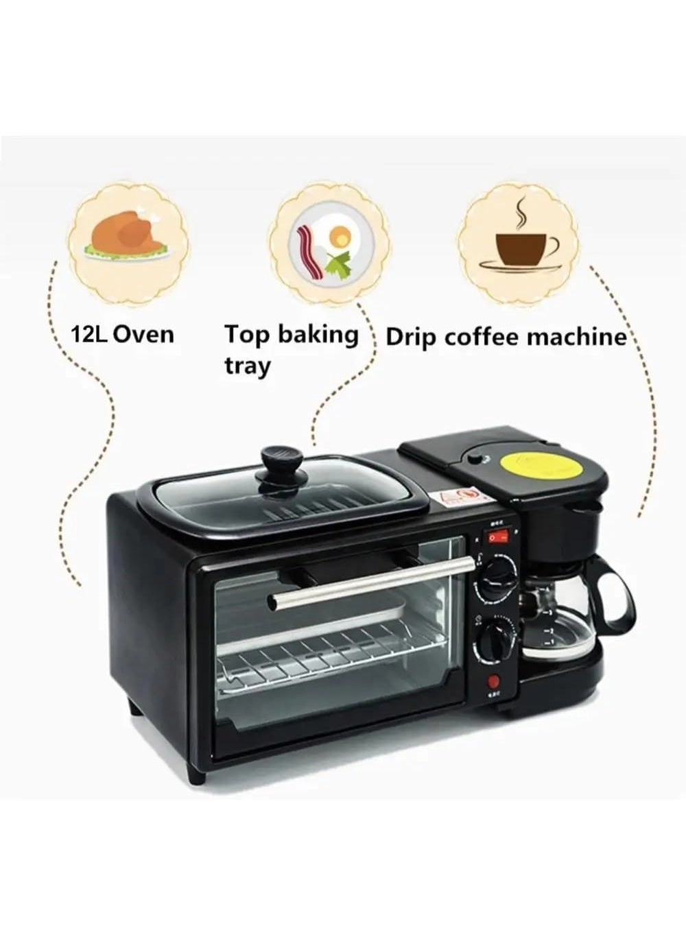 MUNTAQI Multifunctional Breakfast Maker - 1250W 4-cup