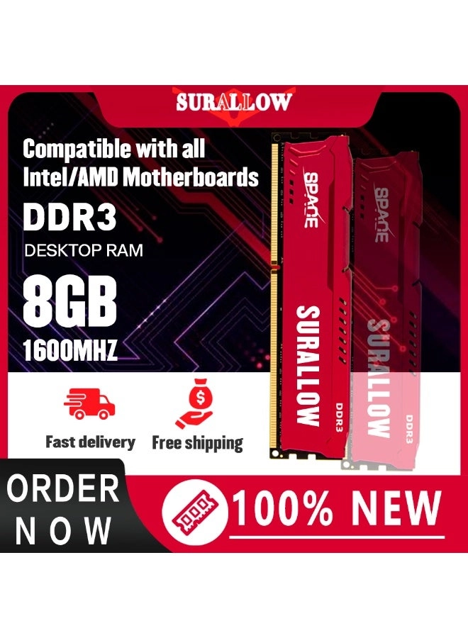 SURALLOW DDR3 Desktop Ram - 8GB 1600 MHz