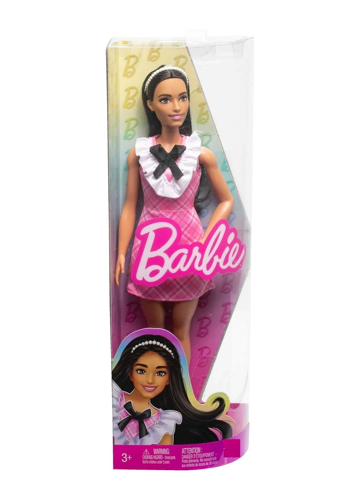 Barbie Fashionistas - #209 Black Hair Pink Plaid Dress Ages 3+