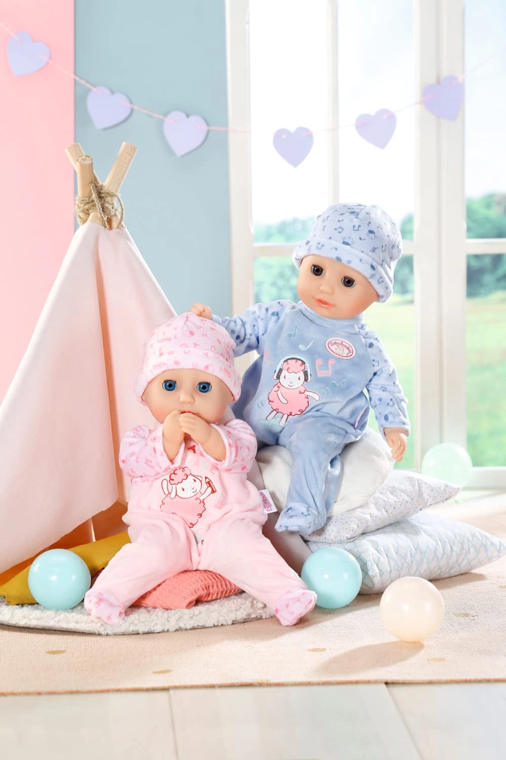 Annabell Baby Doll - 14 inch Soft-Bodied Eyes Open & Close Blue Eyes Pink Outfit Ages 1+